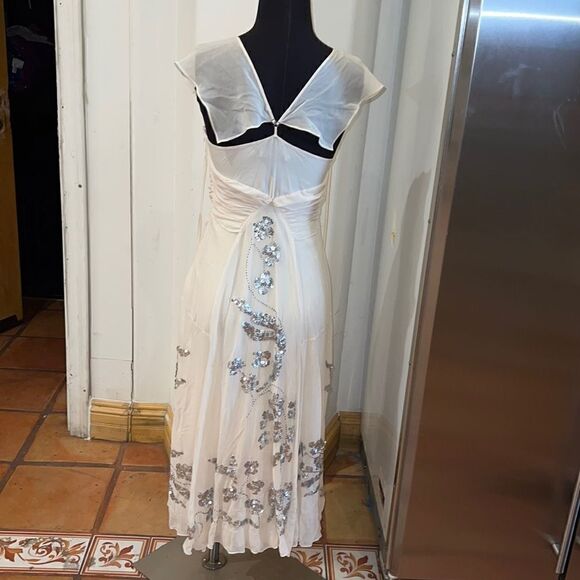 Womens size S dress for events wedding prom cream with beads - Picture 5 of 8